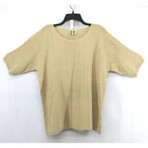 W & S Knit Blouse Top Womens Size 1X Tan Short Sleeve 100% Acrylic Top